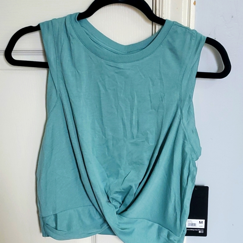 ♡NWT♡ Teal Draped Front Crop Tank Top